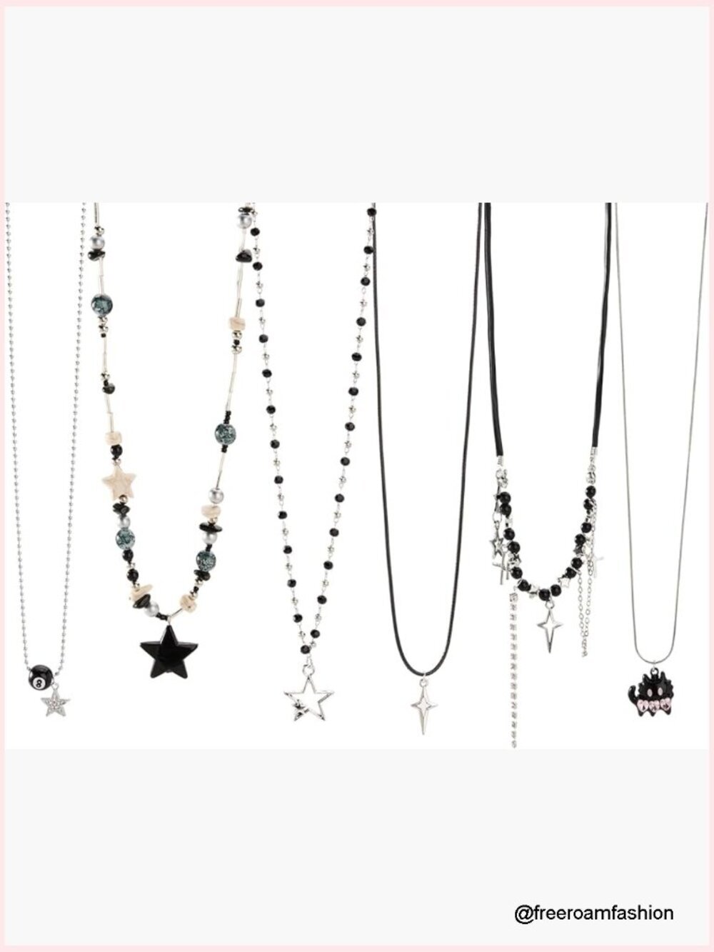 6pc Gothic Necklace Set Y2K Grunge Emo Jewelry Layering Alt Accessories